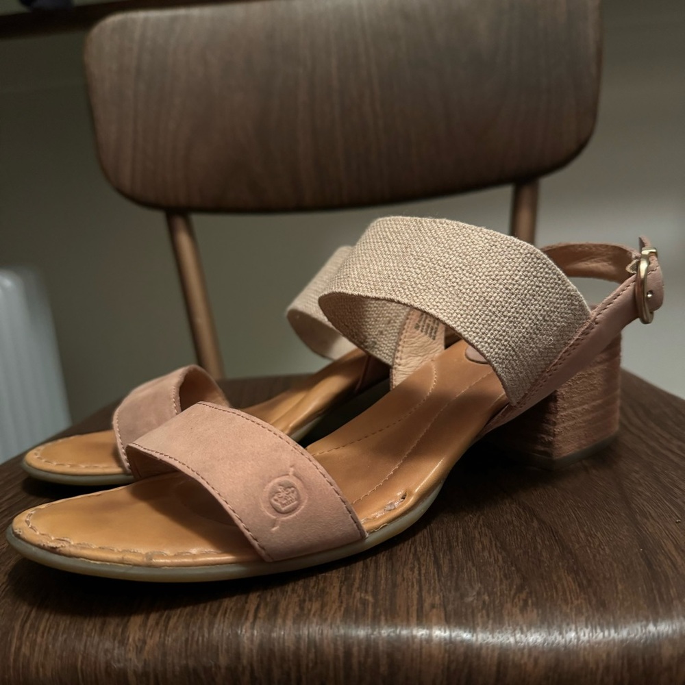 Born Leather + Stretch heeled Sandals